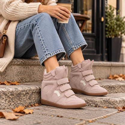 Wedge Sneakers Women — Hidden 5cm Heel High-Top Velcro 6