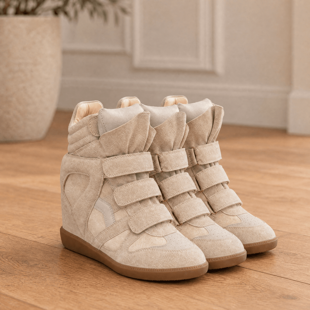 Wedge Sneakers Women — Hidden 5cm Heel High-Top Velcro 1