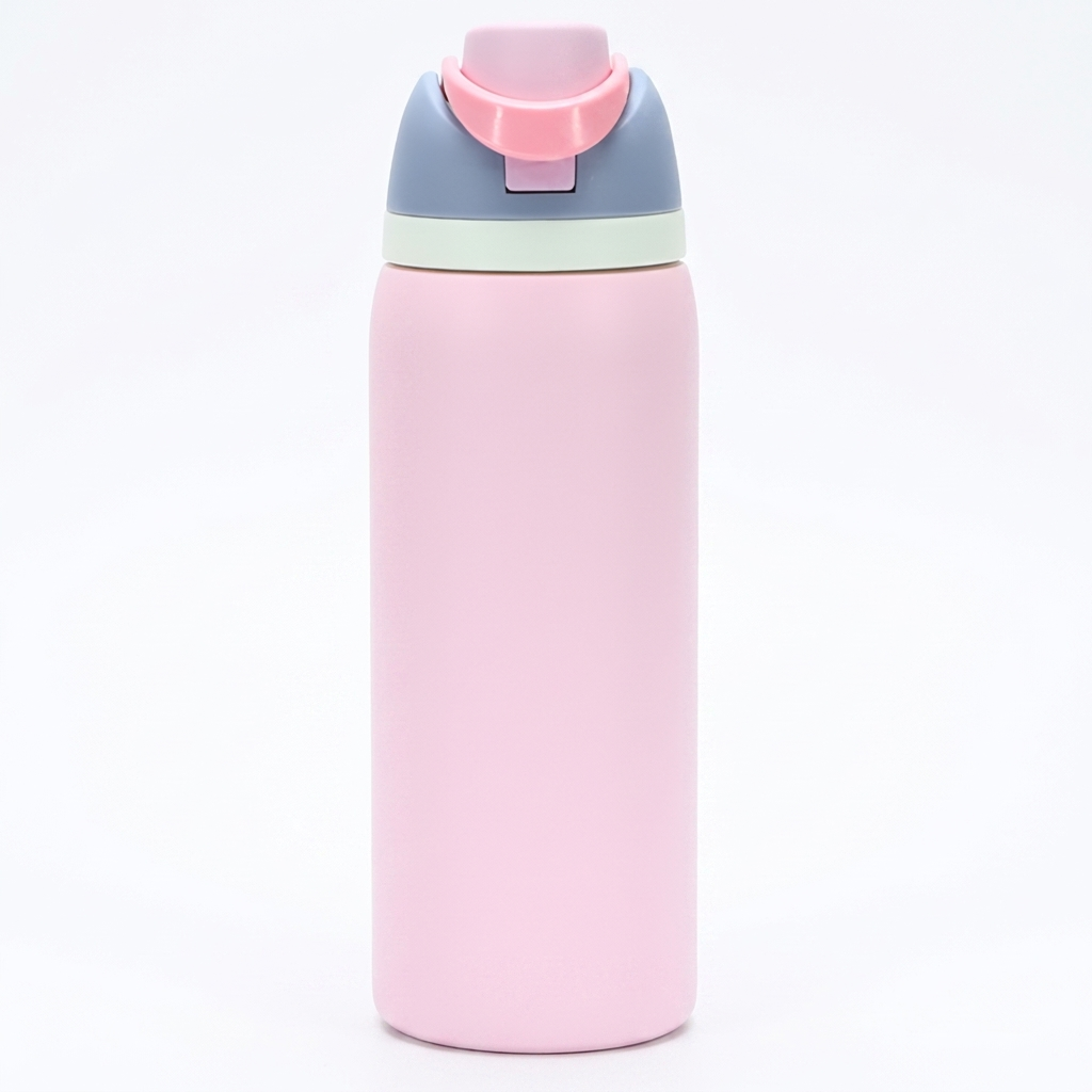 Insulated Water Bottle with Built-In Straw — Stainless Steel 2