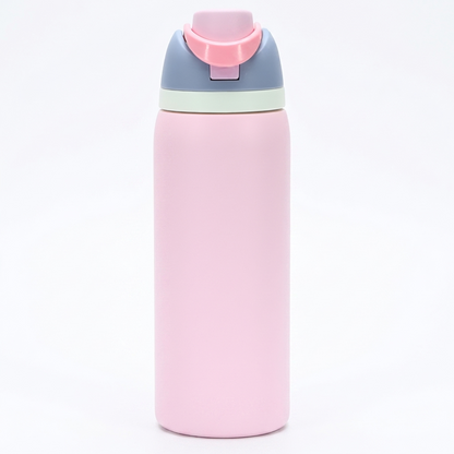 Insulated Water Bottle with Built-In Straw — Stainless Steel 2