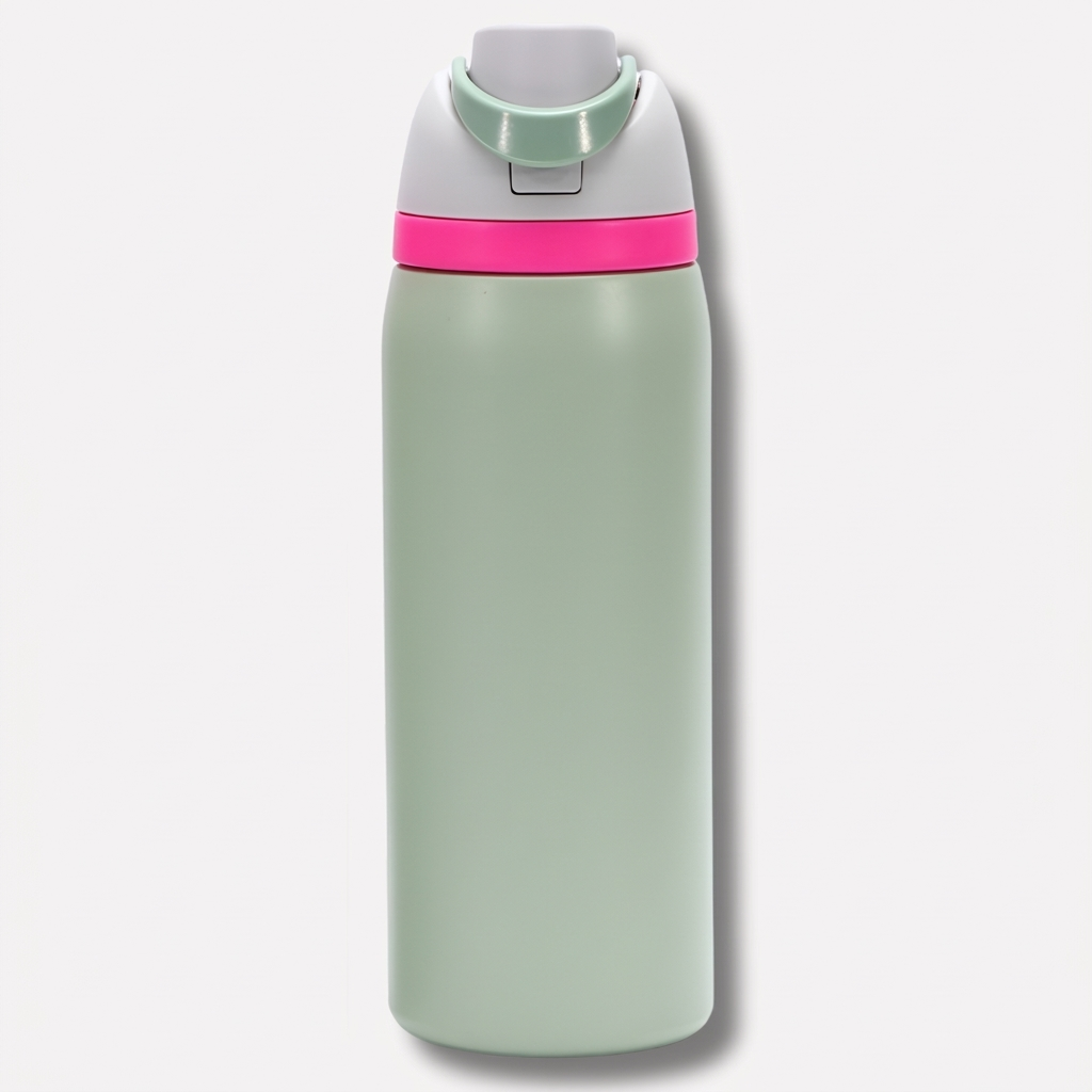Insulated Water Bottle with Built-In Straw — Stainless Steel 4