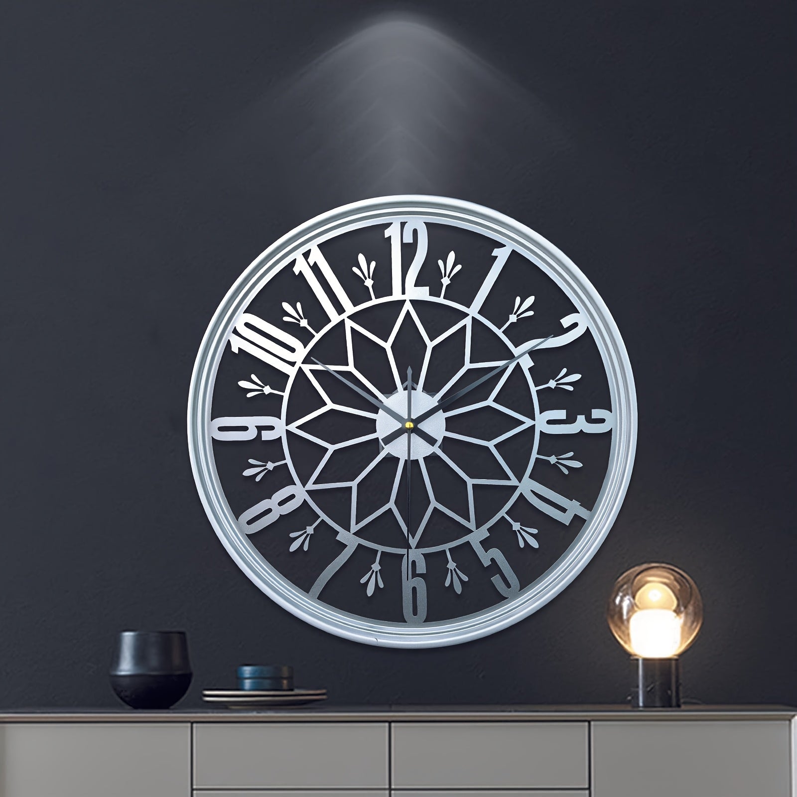 Silent Industrial Metal Wall Clock — Vintage Non-Ticking 12
