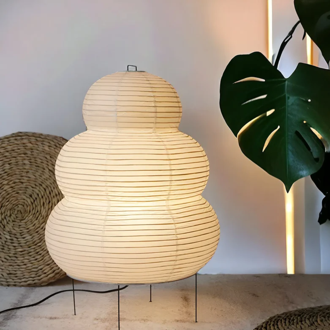 Japanese Wabi-Sabi Floor Lamp — Rice Paper Shade Zen Light 2
