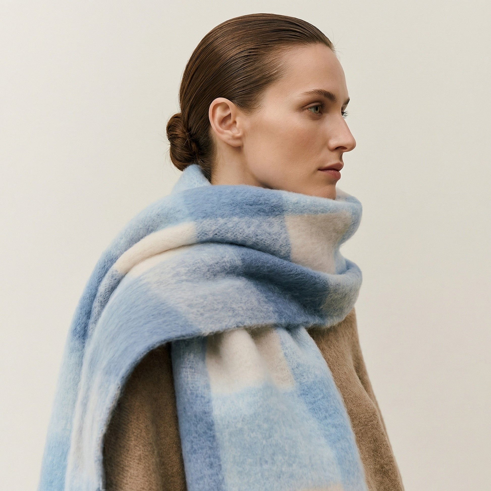 Large Soft Winter Scarf with Fringe — Gradient Woven Design 2