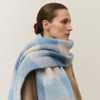 Large Soft Winter Scarf with Fringe — Gradient Woven Design 2