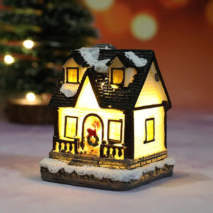 LED Christmas House Figurine — Miniature Holiday Village Decor 10