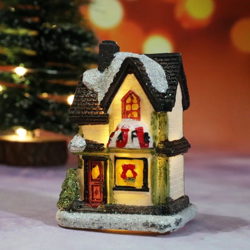 LED Christmas House Figurine — Miniature Holiday Village Decor 11