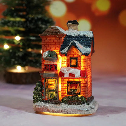 LED Christmas House Figurine — Miniature Holiday Village Decor 12