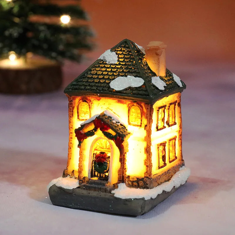 LED Christmas House Figurine — Miniature Holiday Village Decor 15