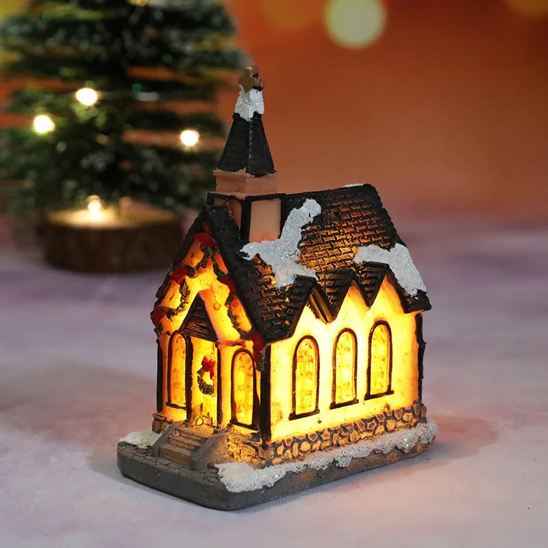 LED Christmas House Figurine — Miniature Holiday Village Decor 16