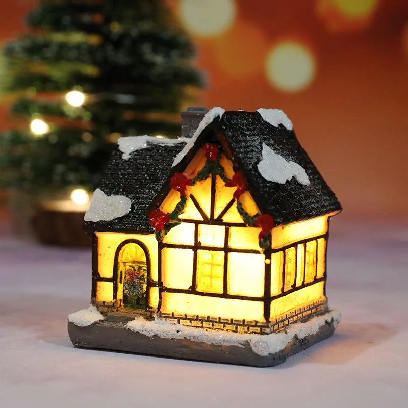 LED Christmas House Figurine — Miniature Holiday Village Decor 17