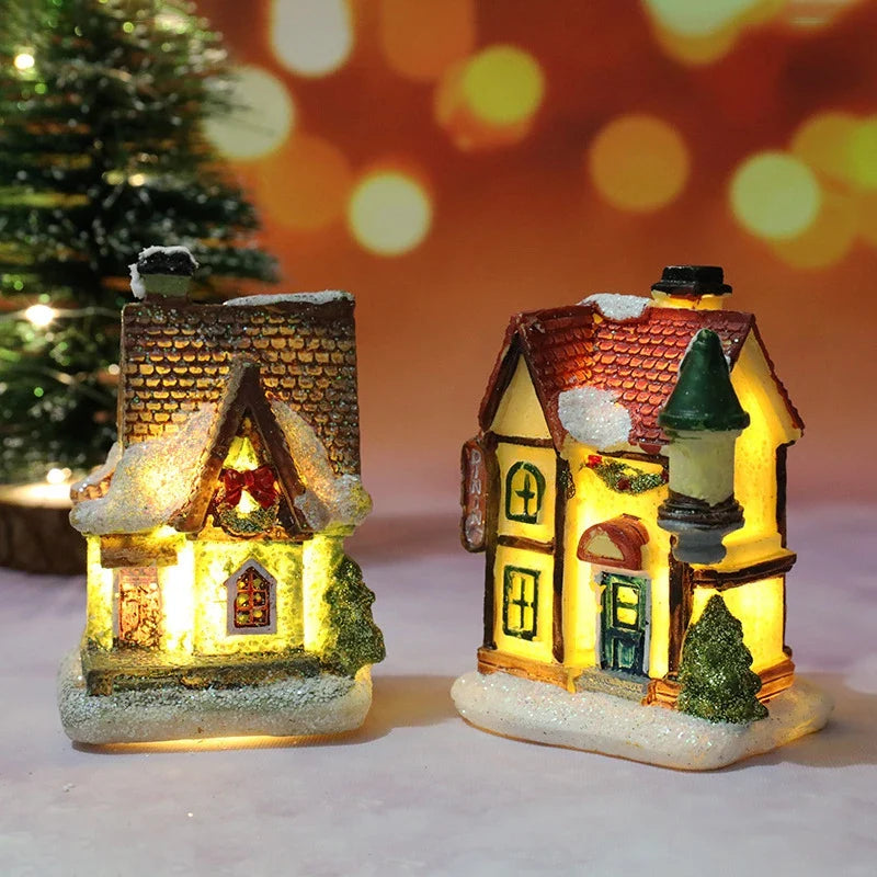 LED Christmas House Figurine — Miniature Holiday Village Decor 2