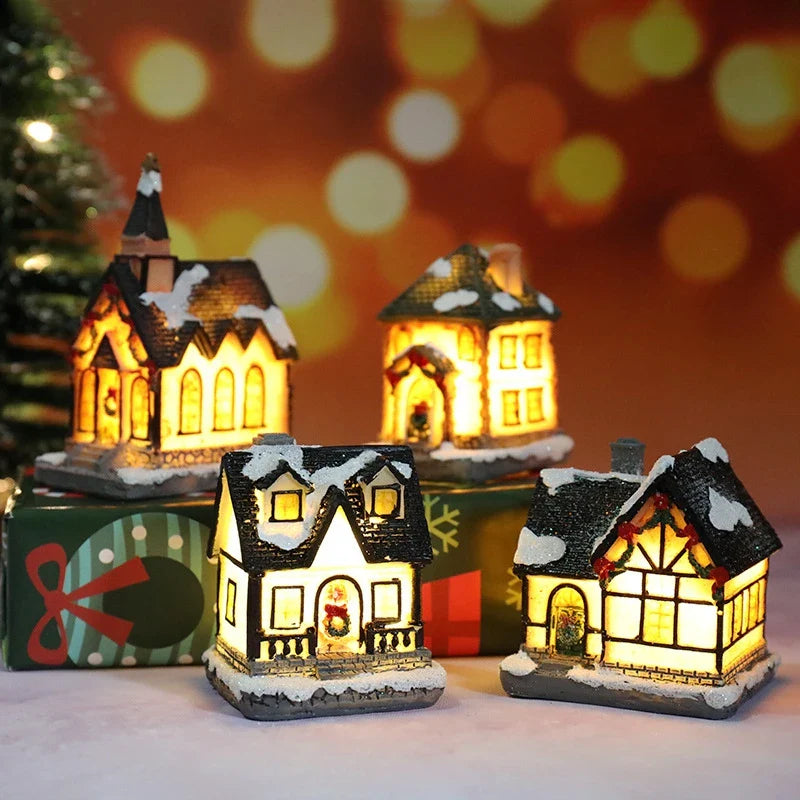 LED Christmas House Figurine — Miniature Holiday Village Decor 3