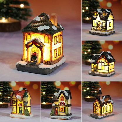 LED Christmas House Figurine — Miniature Holiday Village Decor 5