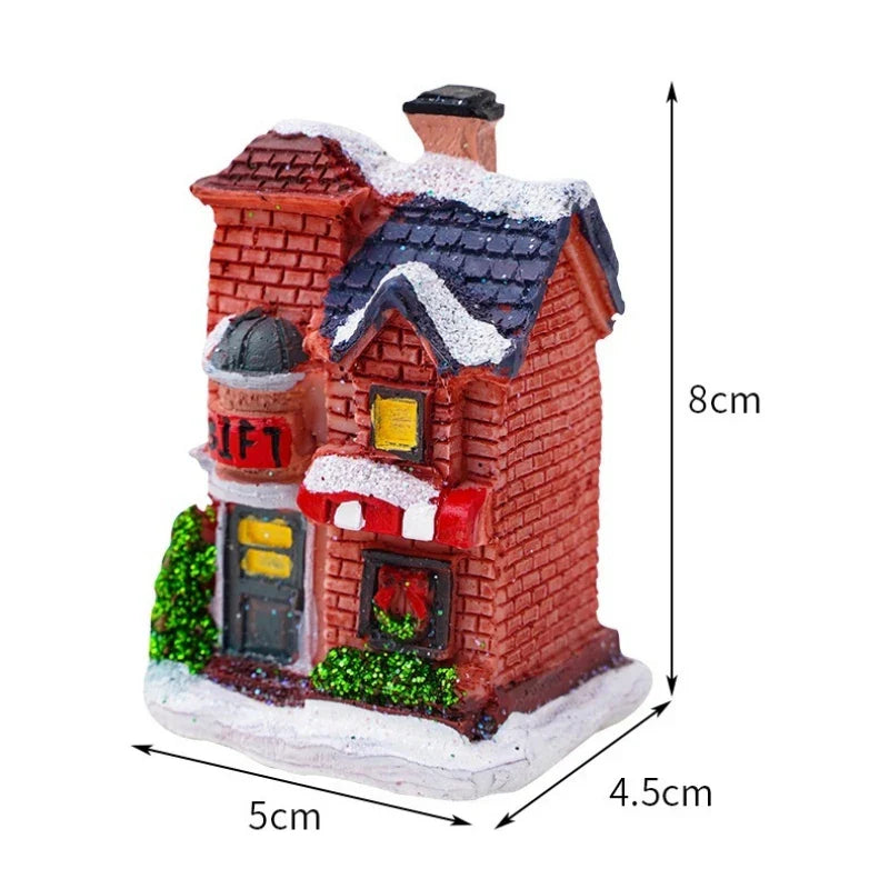 LED Christmas House Figurine — Miniature Holiday Village Decor 6