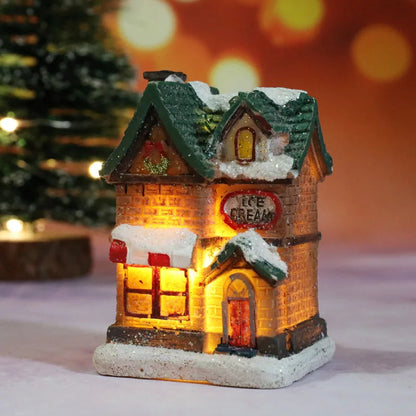 LED Christmas House Figurine — Miniature Holiday Village Decor 7