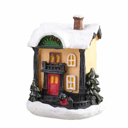 LED Christmas House Figurine — Miniature Holiday Village Decor 8