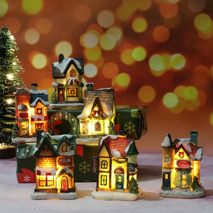 LED Christmas House Figurine — Miniature Holiday Village Decor 1