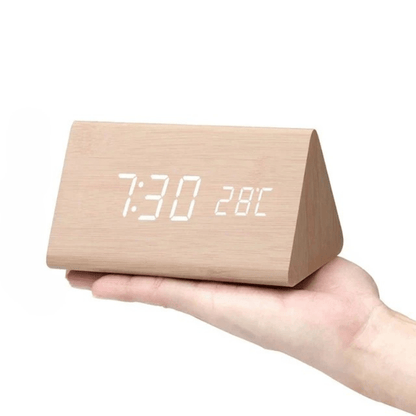 LED Wooden Desk Clock with Voice Control & Alarm Function 11
