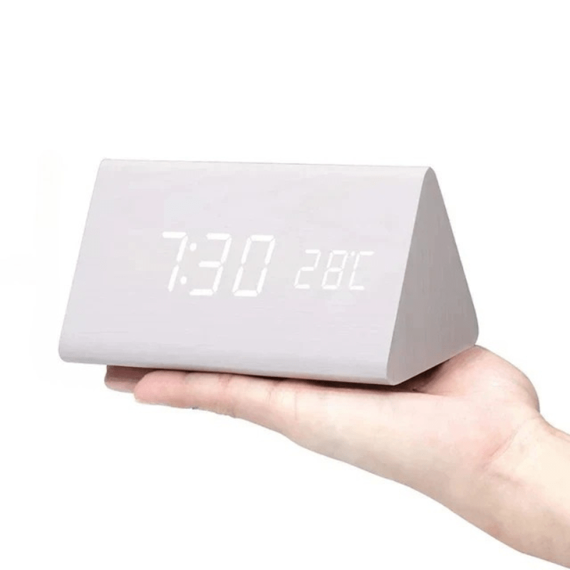 LED Wooden Desk Clock with Voice Control & Alarm Function 13
