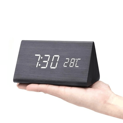 LED Wooden Desk Clock with Voice Control & Alarm Function 14