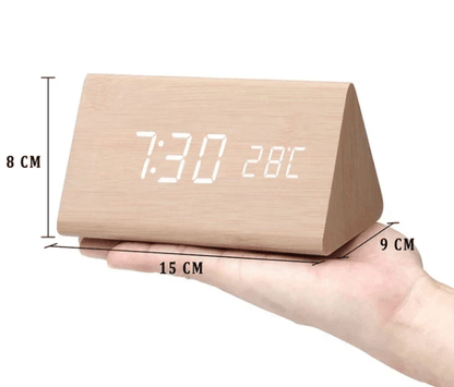 LED Wooden Desk Clock with Voice Control & Alarm Function 6