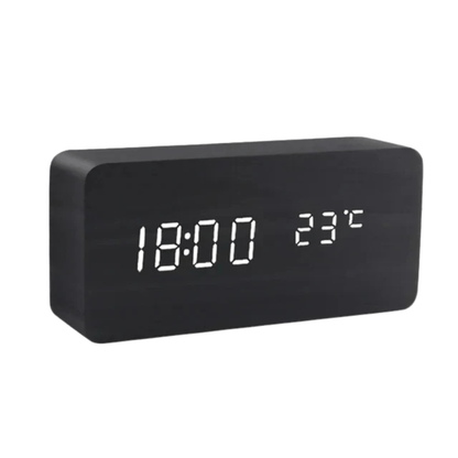 LED Wooden Desk Clock with Voice Control & Alarm Function 8