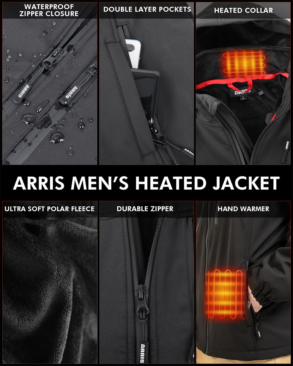 Men's Heated Jacket — 8-Zone Rechargeable Winter Coat 6