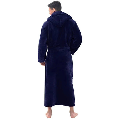 Men's Long Hooded Flannel Robe with Pocket — Homewear 3