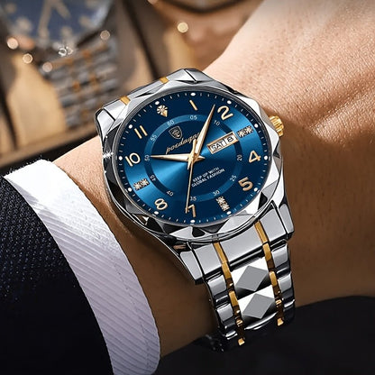 Men's Sports Watch — Blue Dial Stainless Steel Chronograph 4