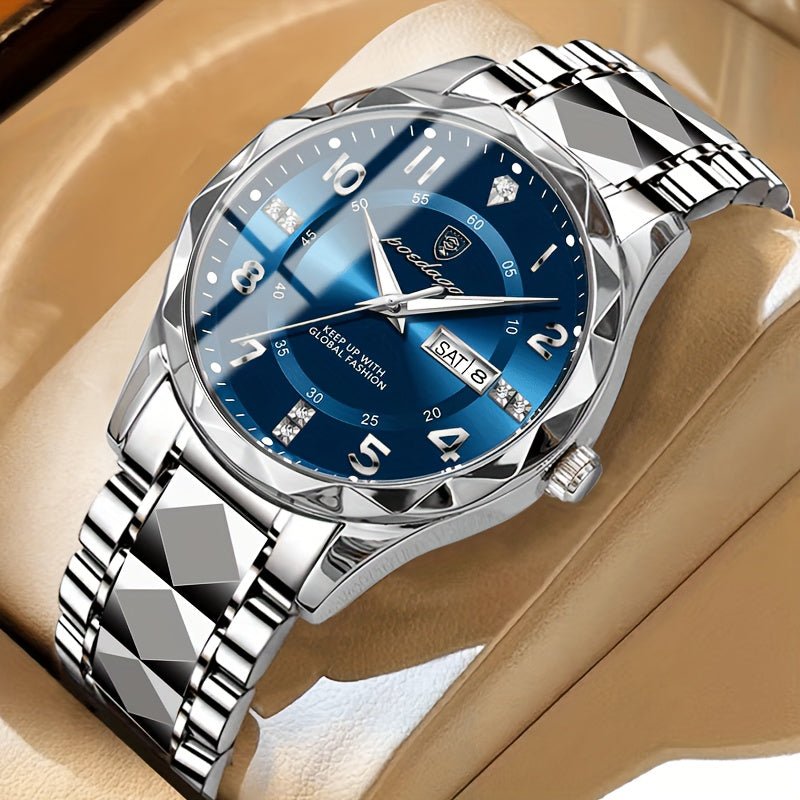 Men's Sports Watch — Blue Dial Stainless Steel Chronograph 8