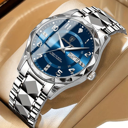 Men's Sports Watch — Blue Dial Stainless Steel Chronograph 8