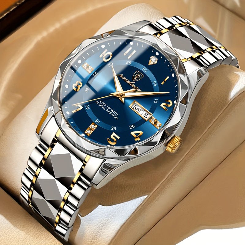Men's Sports Watch — Blue Dial Stainless Steel Chronograph 1