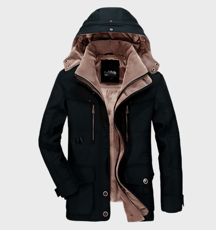 Men's Fleece-Lined Winter Jacket with Removable Hood 4
