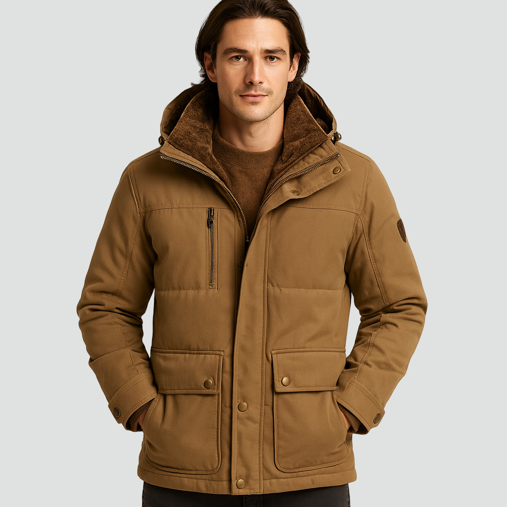 Men's Fleece-Lined Winter Jacket with Removable Hood 1