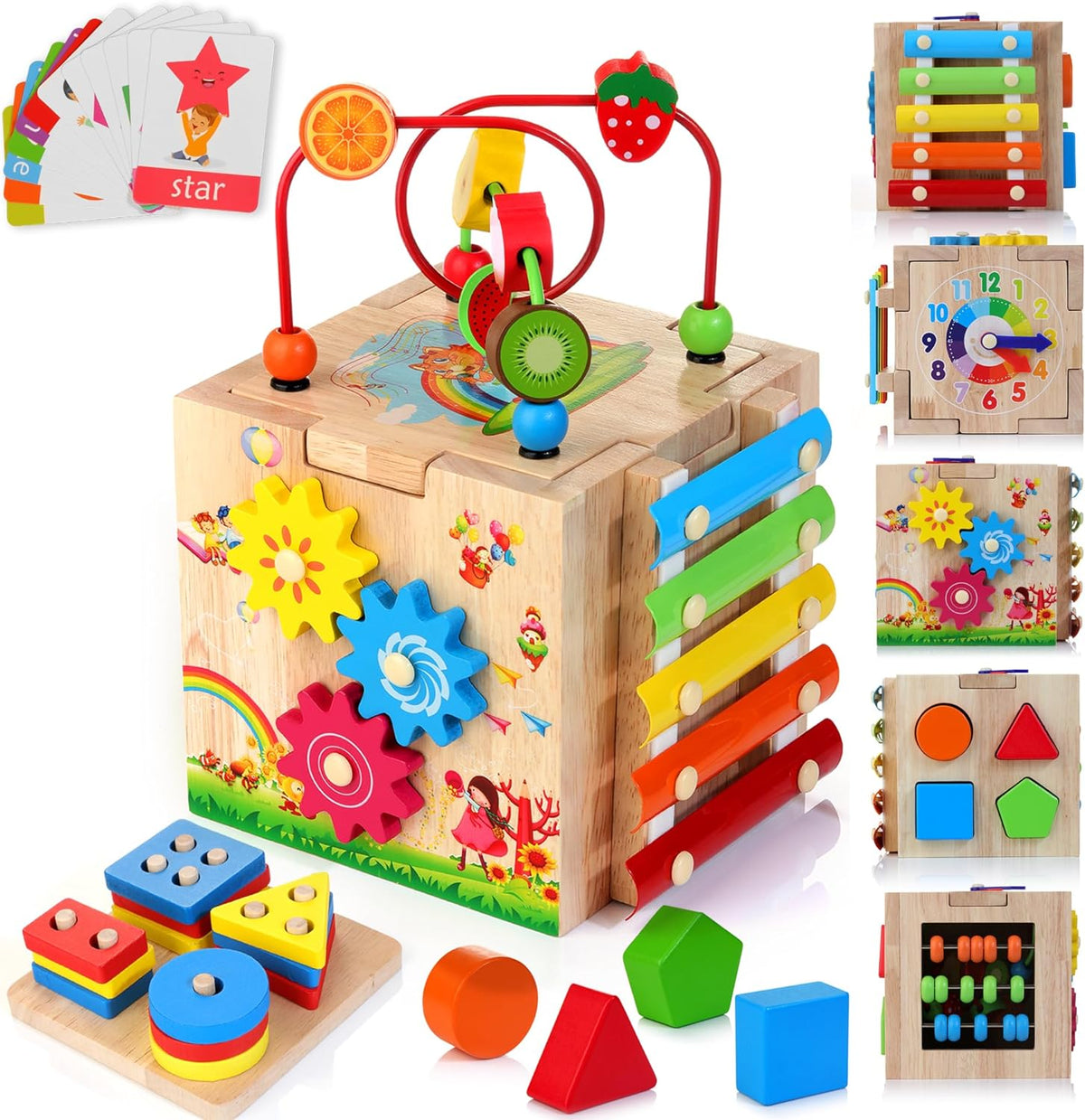 Montessori Activity Cube 8-in-1 — Wooden Toddler Learning Toy 2