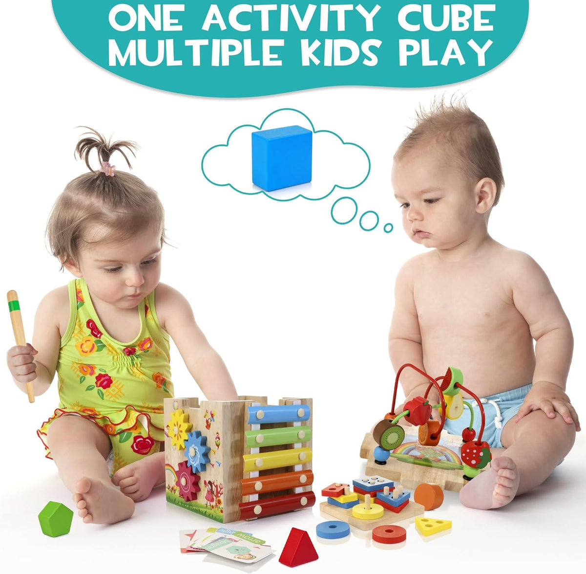 Montessori Activity Cube 8-in-1 — Wooden Toddler Learning Toy 6