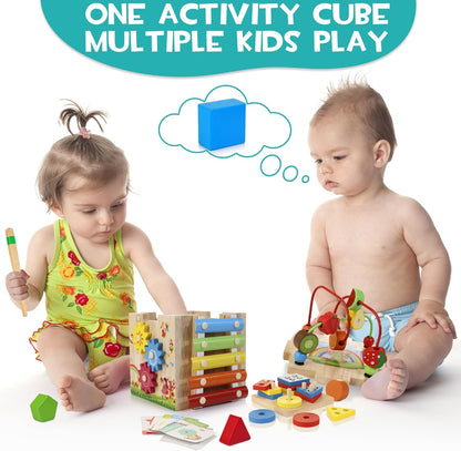 Montessori Activity Cube 8-in-1 — Wooden Toddler Learning Toy 6