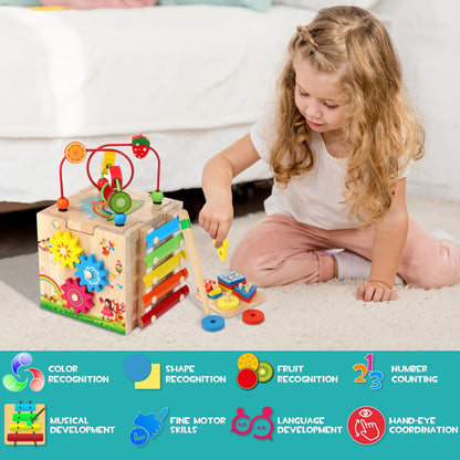 Montessori Activity Cube 8-in-1 — Wooden Toddler Learning Toy 7