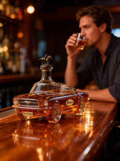 Mustang Car Shaped Whiskey Decanter — Premium Glass Bar 3