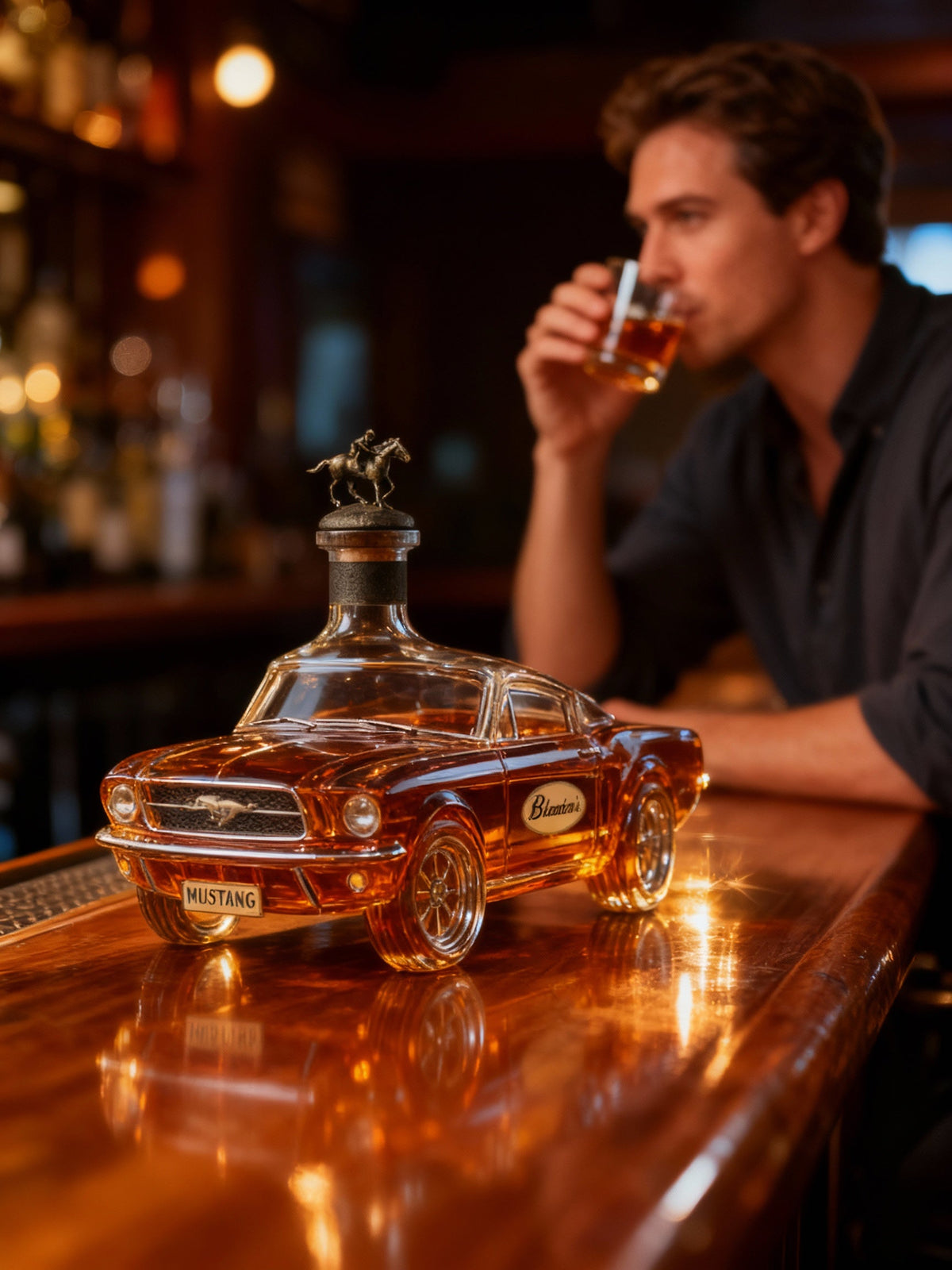 Mustang Car Shaped Whiskey Decanter — Premium Glass Bar 3