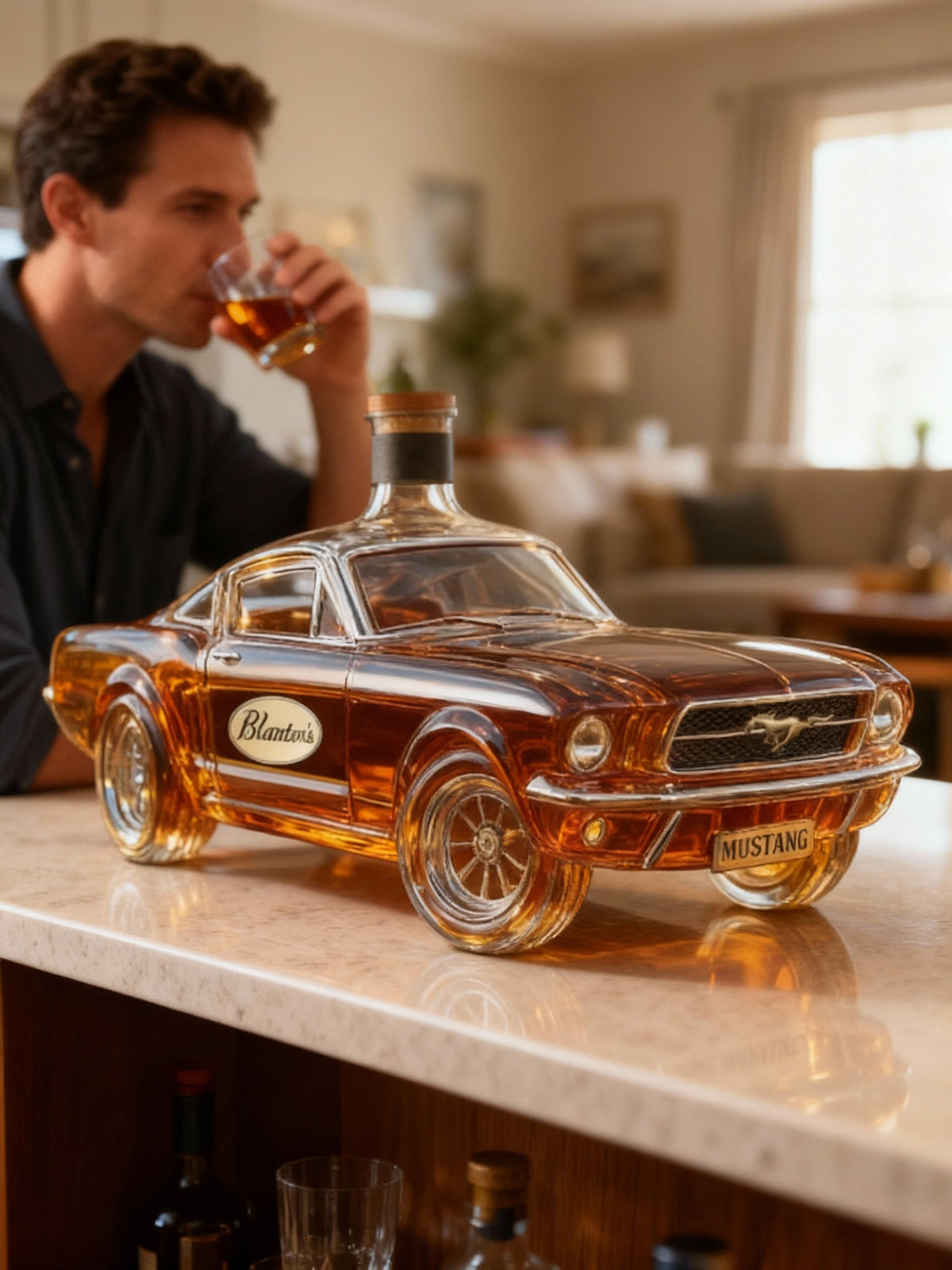 Mustang Car Shaped Whiskey Decanter — Premium Glass Bar 5