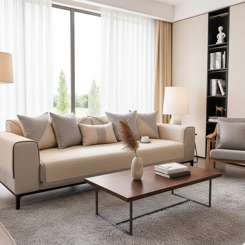 Non-Slip Cotton-Linen Sofa Throw — All Season Couch Cover 3