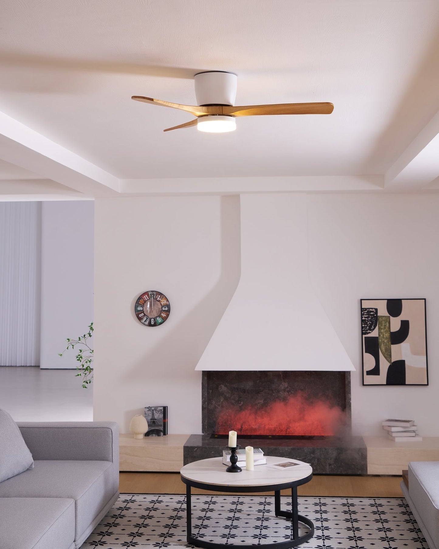 Nordic Wooden Ceiling Fan Light with LED Remote Control 27
