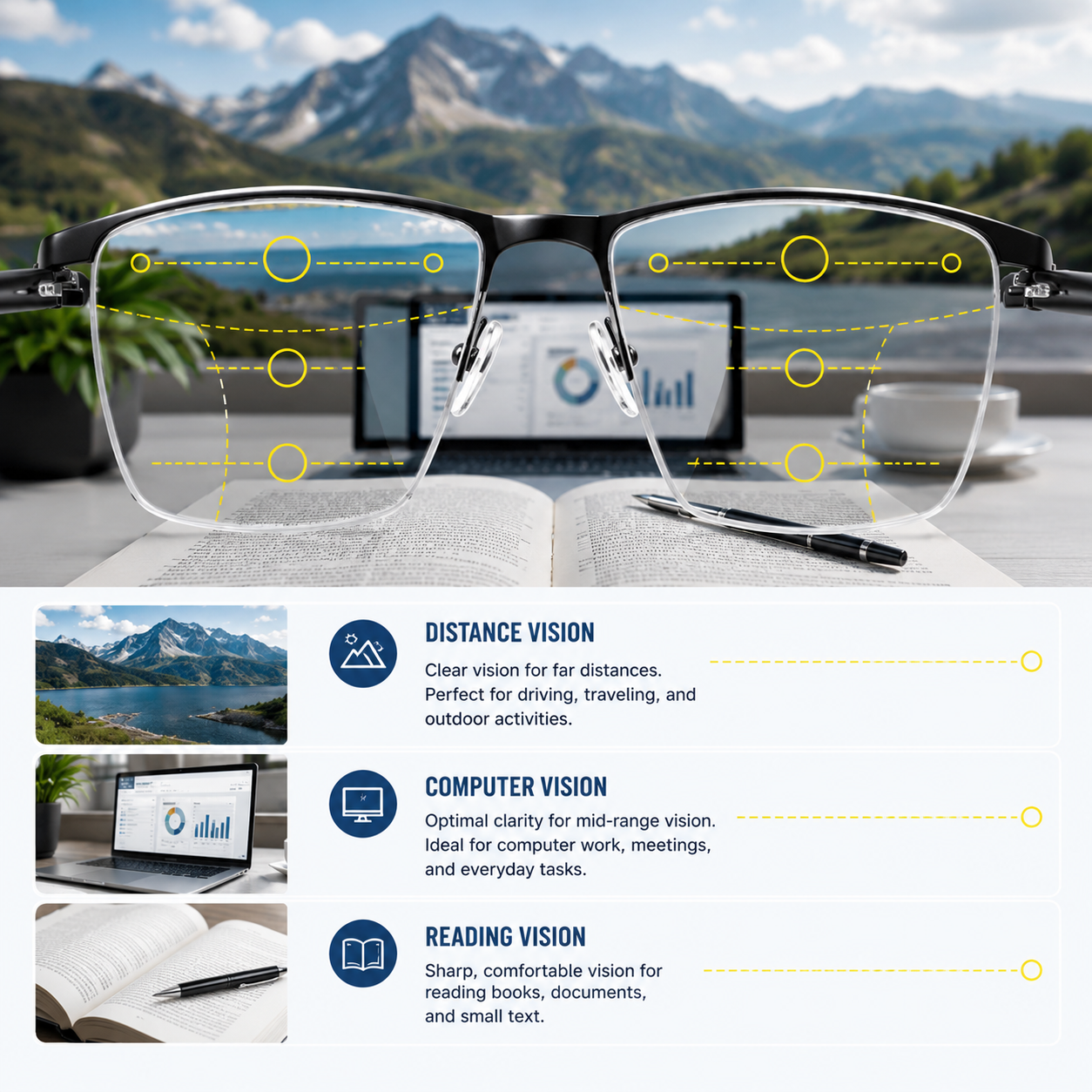 Optivista Progressive Reading Glasses — Blue Light & UV Protection 6