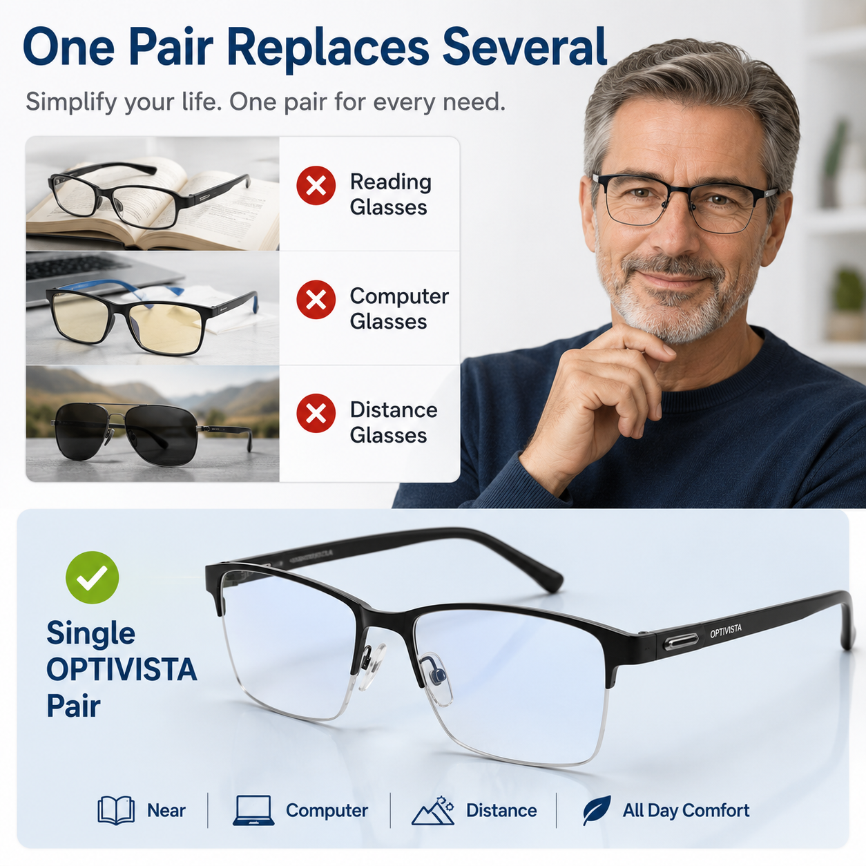 Optivista Progressive Reading Glasses — Blue Light & UV Protection 7