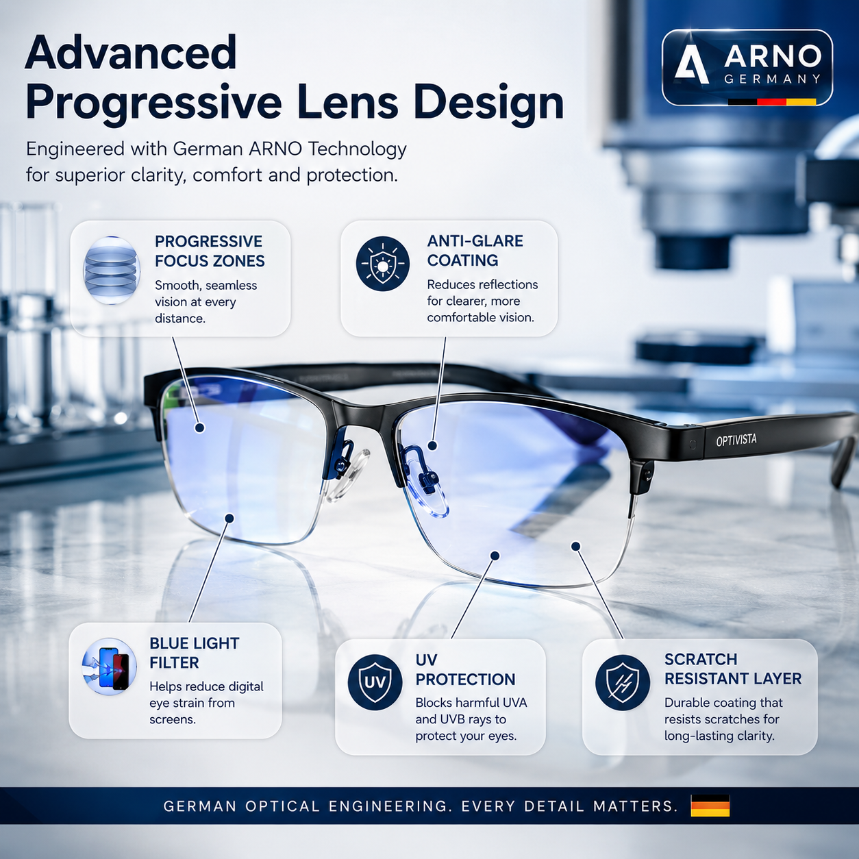 Optivista Progressive Reading Glasses — Blue Light & UV Protection 8