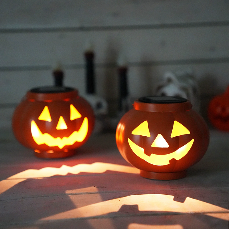 Solar Pumpkin Lantern — Wrought Iron Halloween Outdoor Light 2