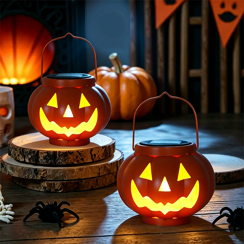 Solar Pumpkin Lantern — Wrought Iron Halloween Outdoor Light 1