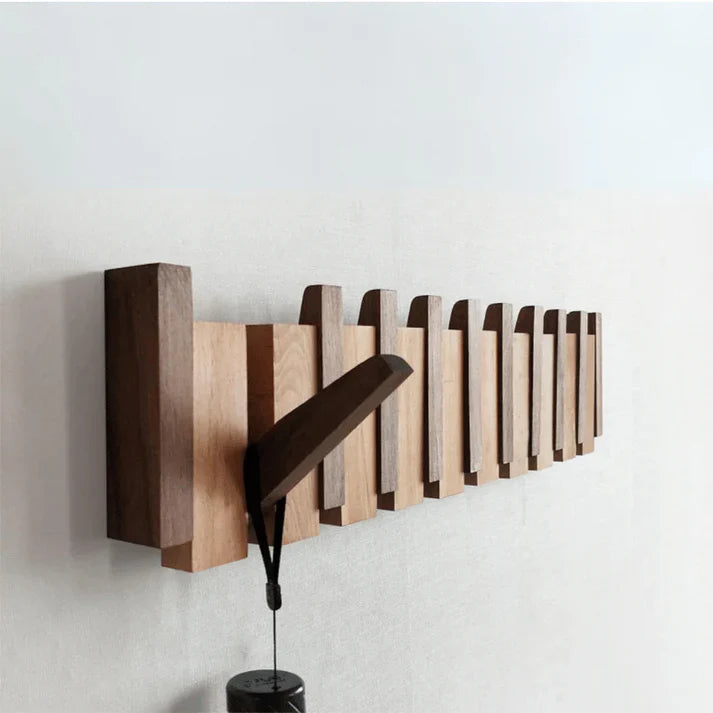Piano Key Wooden Wall Coat Rack — Walnut & Beech Wood 11